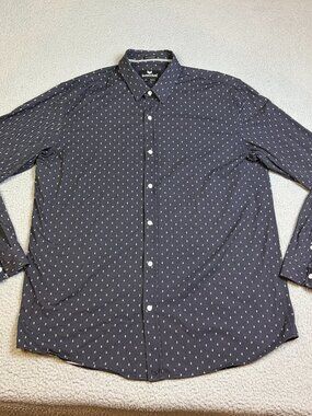 BUTTERCLOTH Shirt Men's Size 2XL Black Gray Tall Fit Button Up Icy Cotton Casual